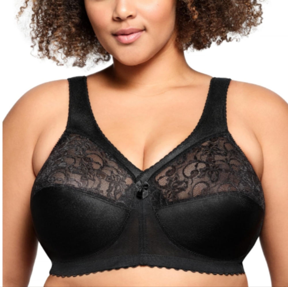 Glamorize Original Support BraElegant Black Lace Full-Coverage Bra